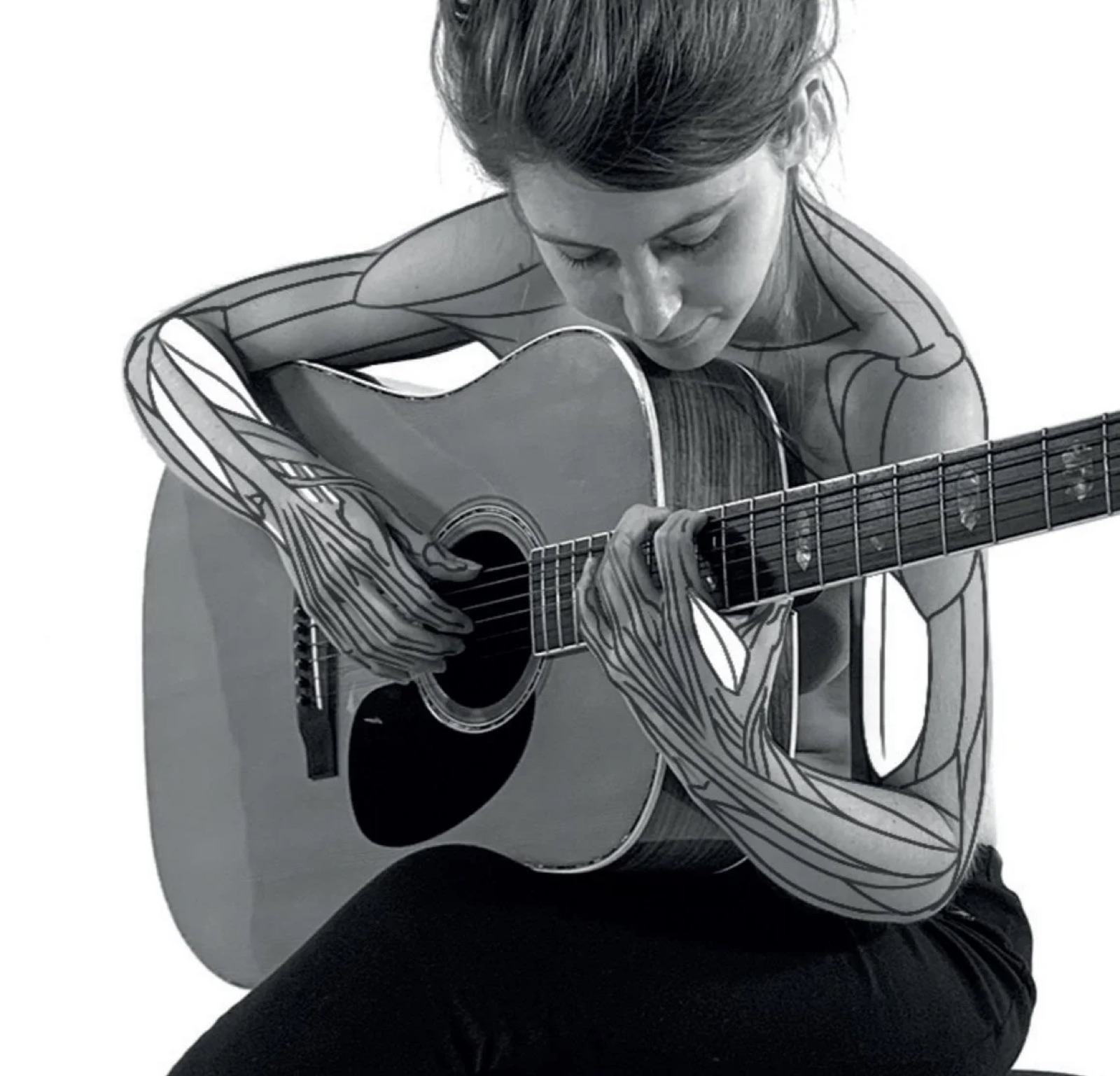 Guitariste, anatomie des bras et des épaules
